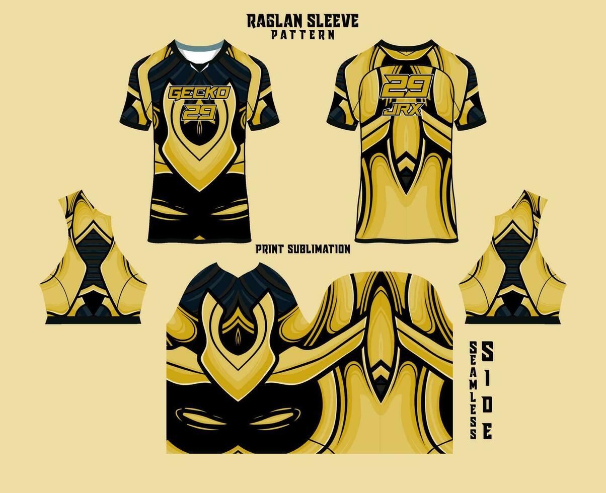 Sublimation printed raglan sleeve jersey kit vector