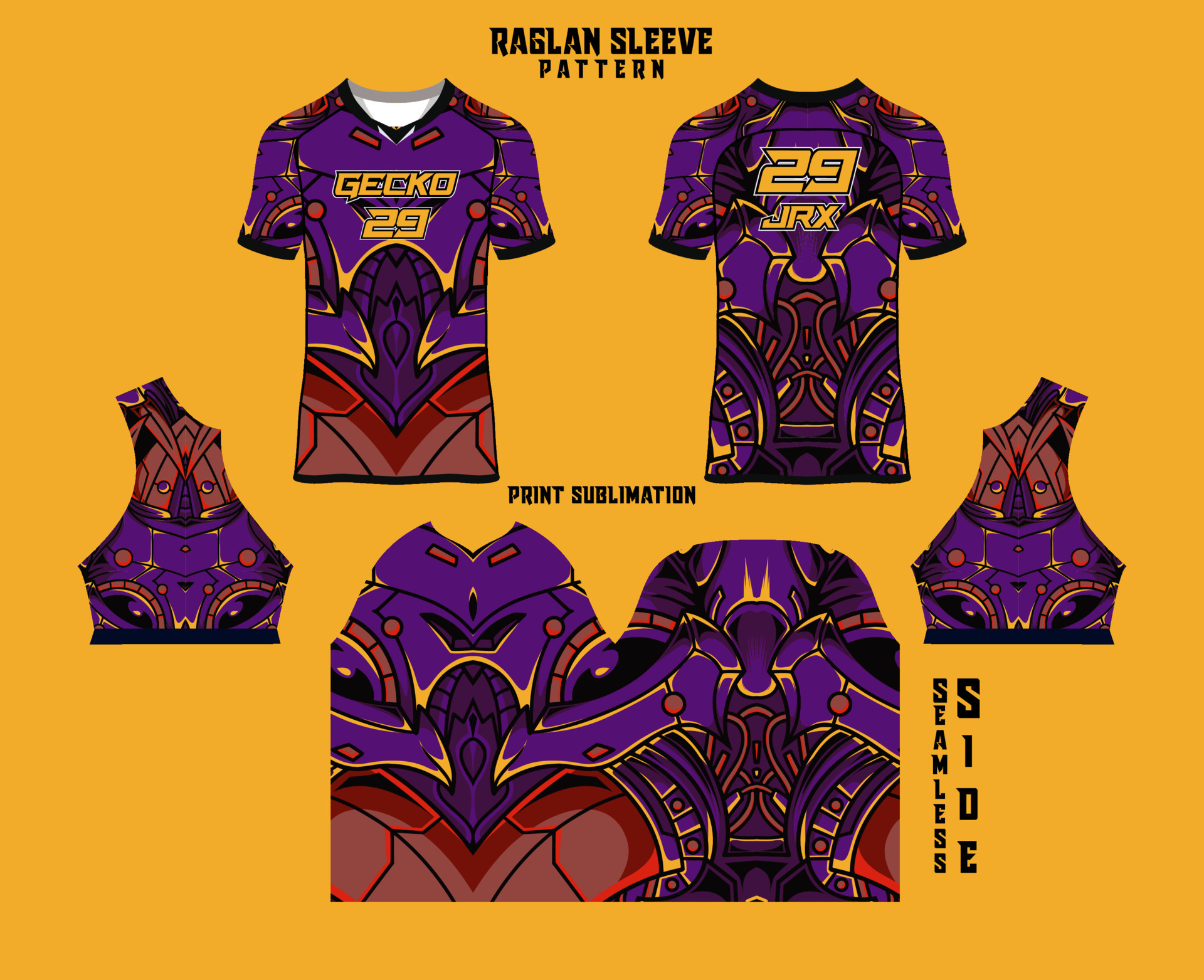 Sublimation printed raglan sleeve jersey kit 24117848 Vector Art at