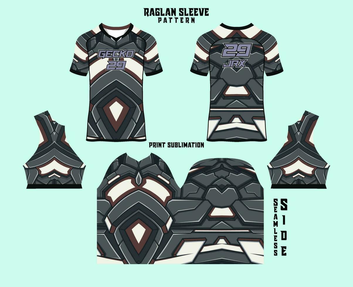 Sublimation printed raglan sleeve jersey kit vector