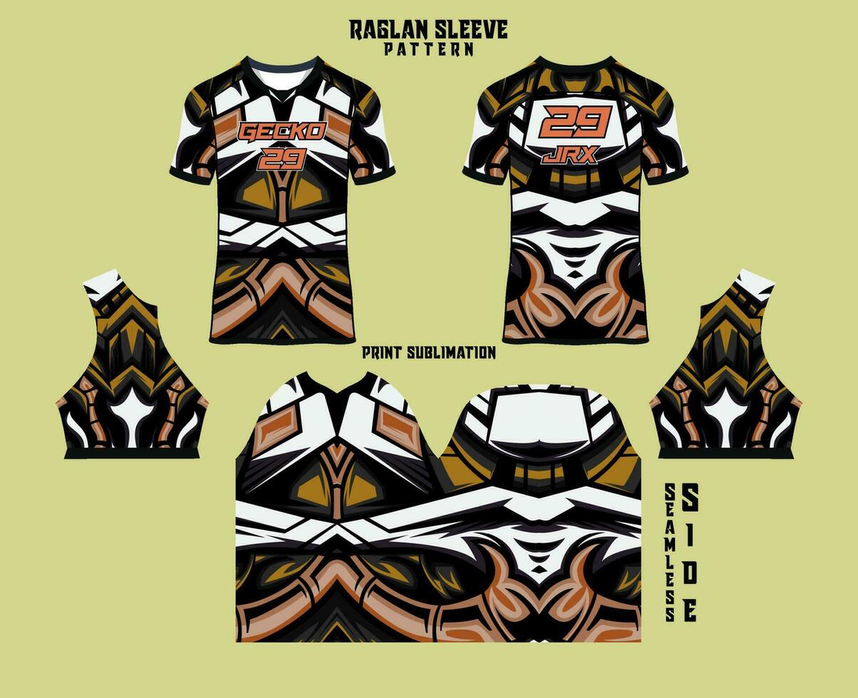 Sublimation printed raglan sleeve jersey kit vector