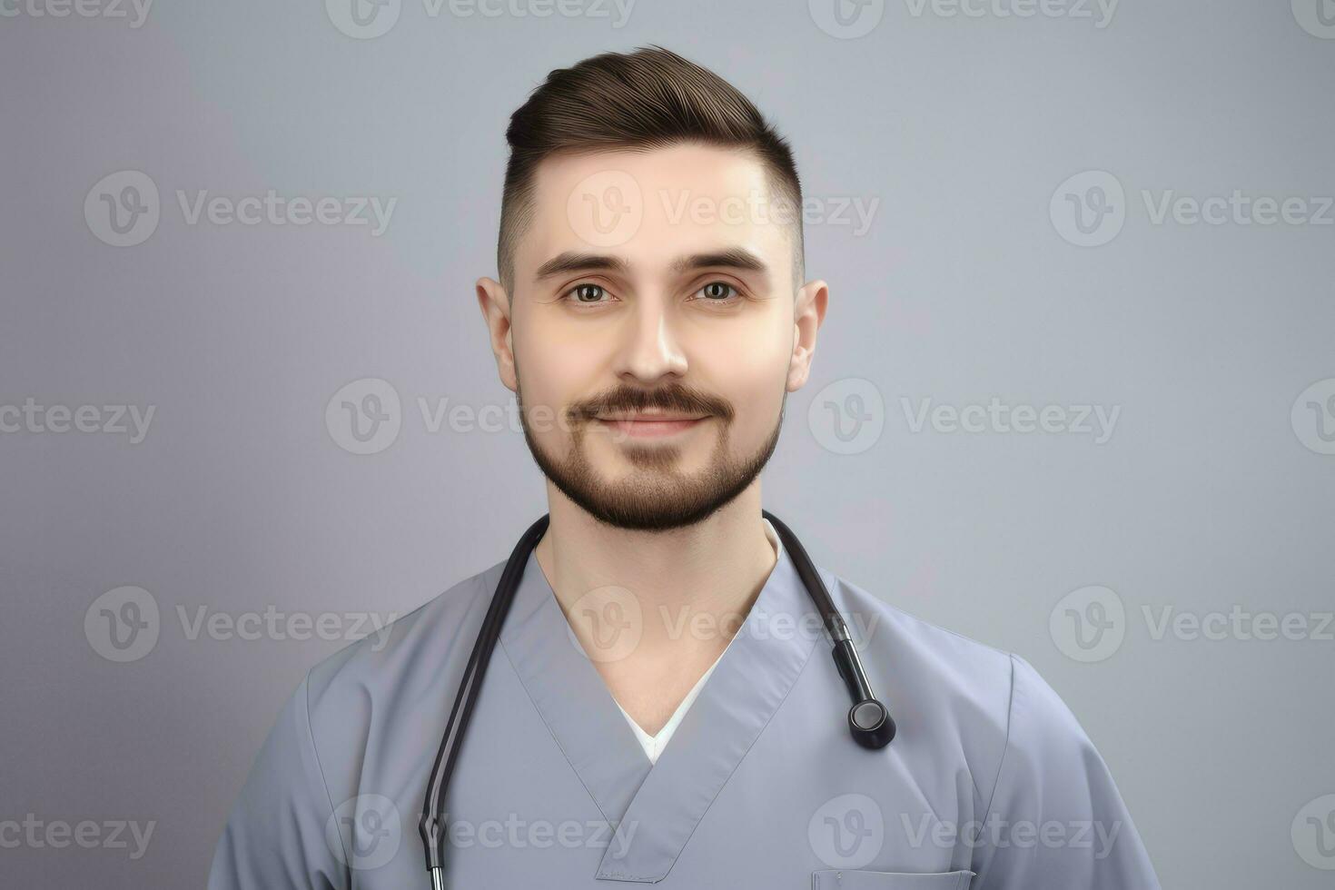 Medical assistant male smiling. Generate Ai photo