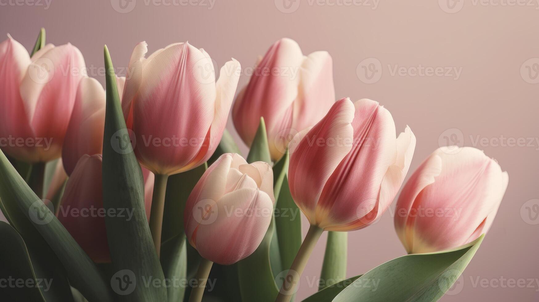 Pink tulips on a dusty pink background. . photo