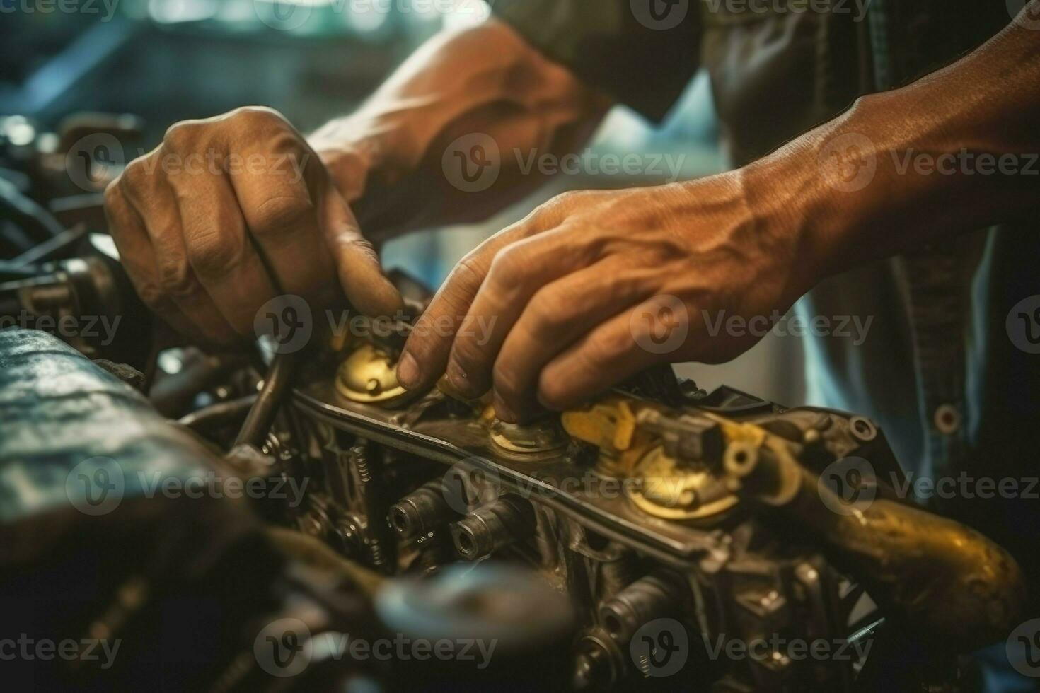 Mechanic use wrench. Generate Ai photo