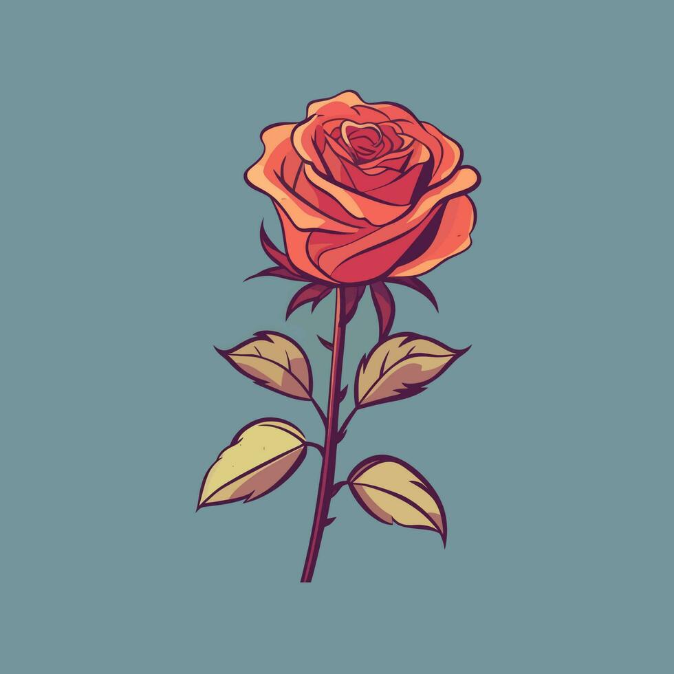 Flowers roses, red buds and green leaves. Isolated red rose. Vector illustration.