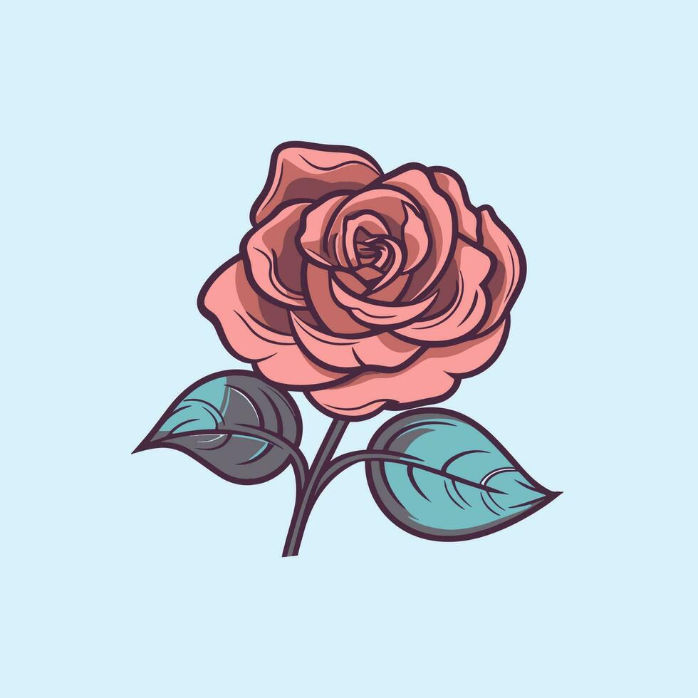 Flowers roses, red buds and green leaves. Isolated red rose. Vector illustration.