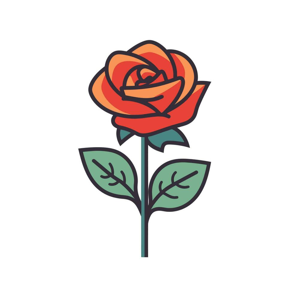 Flowers roses, red buds and green leaves. Isolated red rose. Vector illustration.