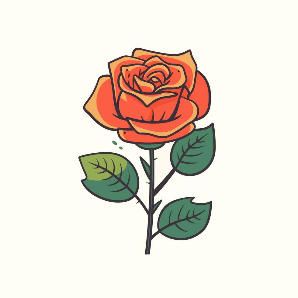 Flowers roses, red buds and green leaves. Isolated red rose. Vector illustration.