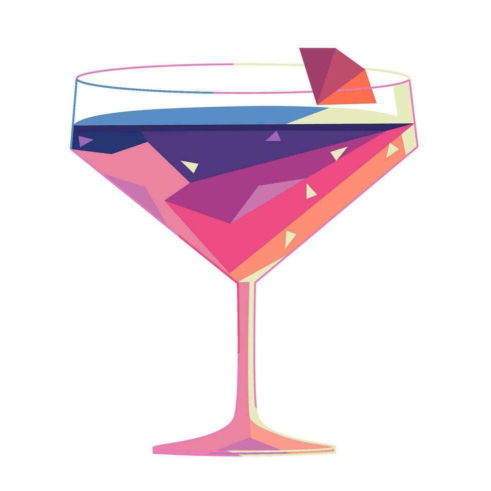 Cocktail in martini glass. Vector illustration in flat technique
