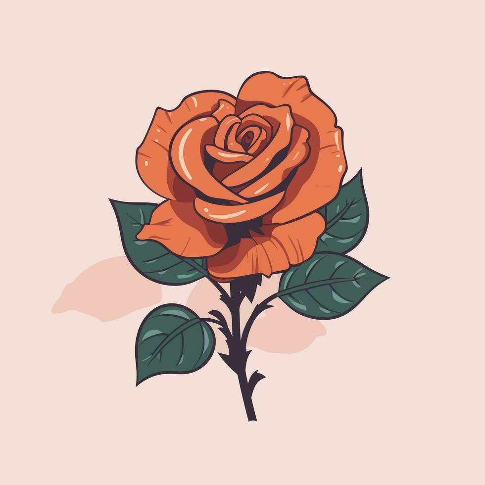 Flowers roses, red buds and green leaves. Isolated red rose. Vector illustration.