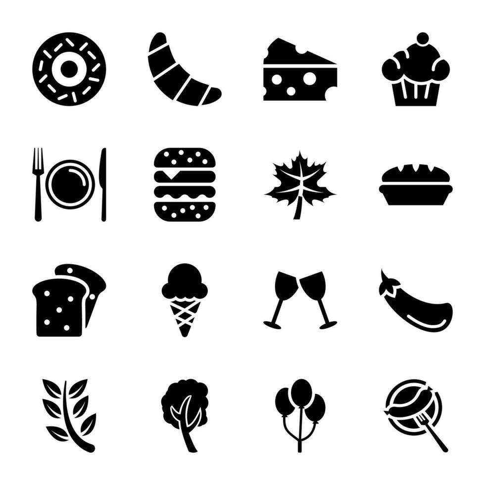 Picnic Elements Glyph Icons vector