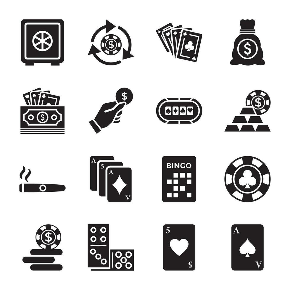 Gambling Glyph Icons Set vector