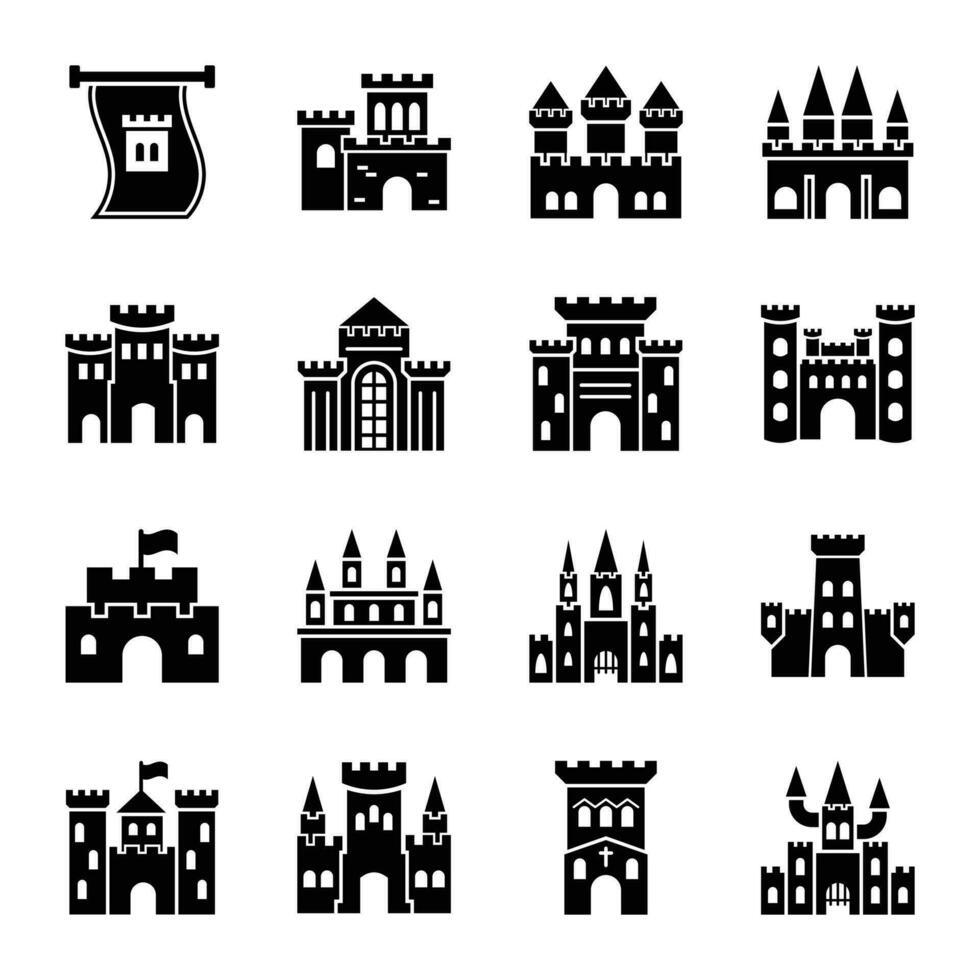 Royal Buildings icons vector