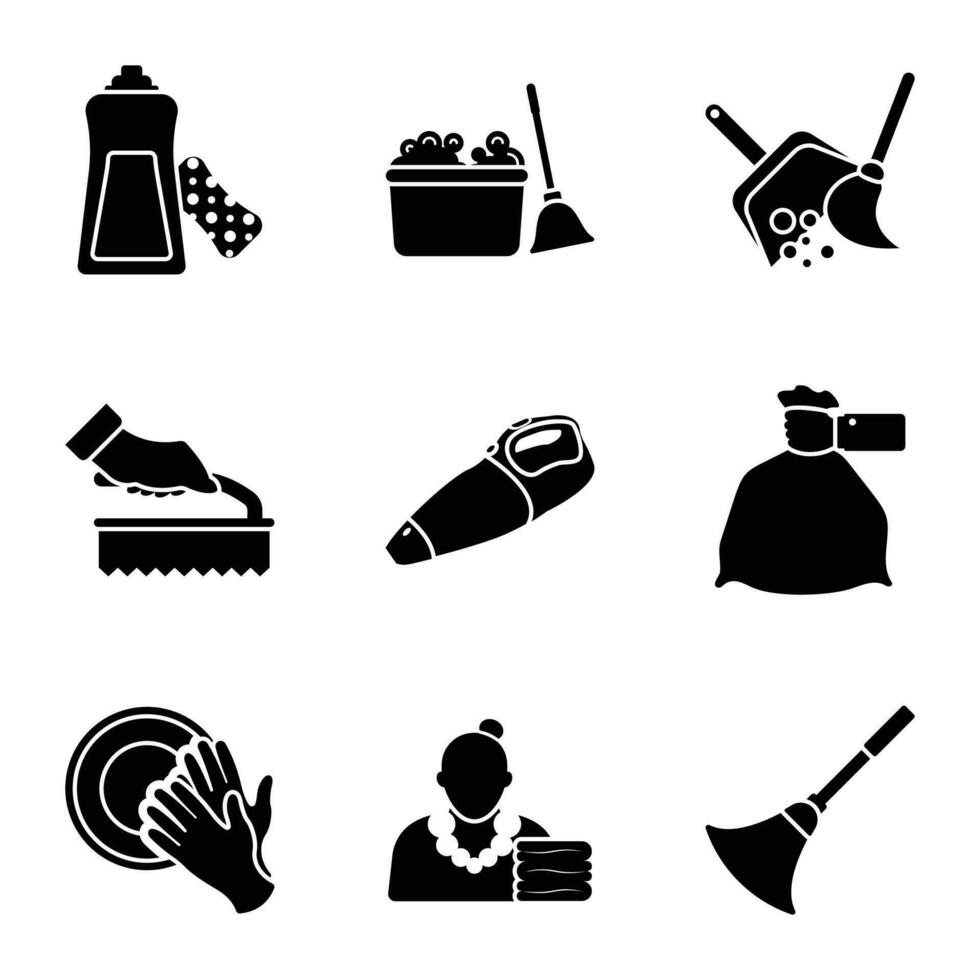 Cleaning and Maid Flat Icons vector