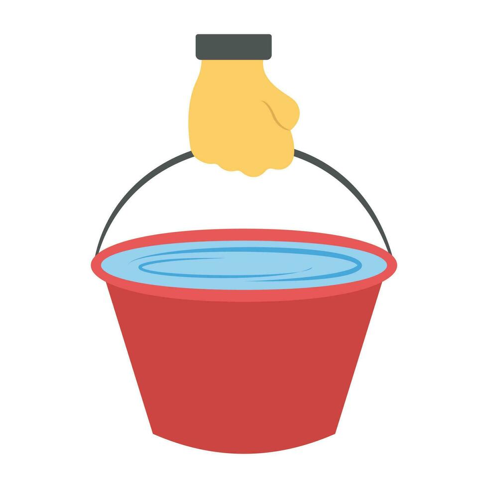 Hand holding water container to show graphic of water bucket icon vector