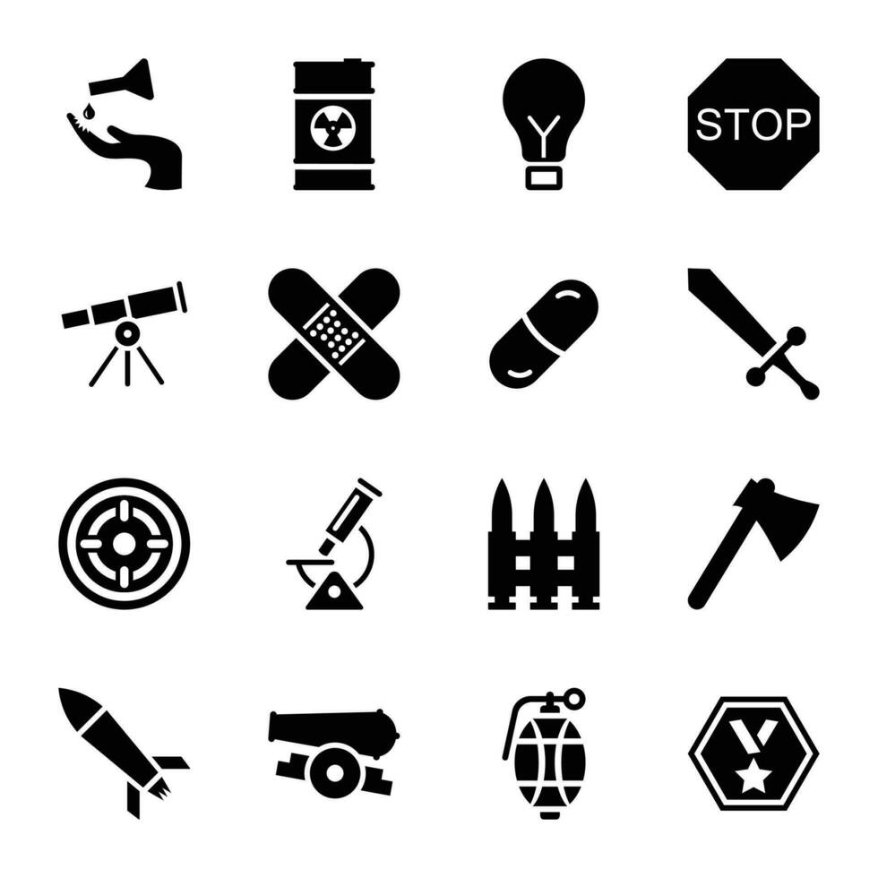 Set of Biohazard Glyph Vector Icons