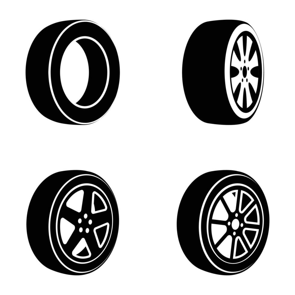 A Pack of Tyres Vector Icons