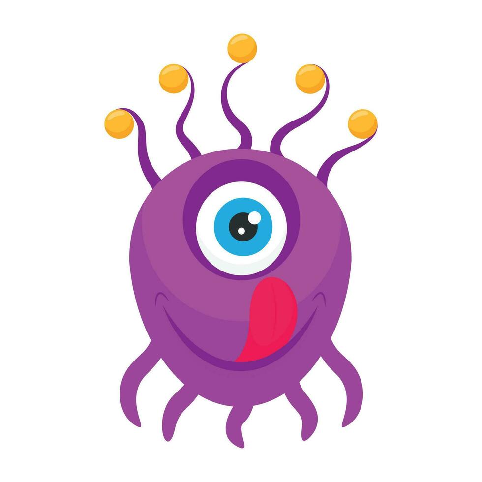 zombie monster and big screaming mouth, argus panoptes flat icon vector