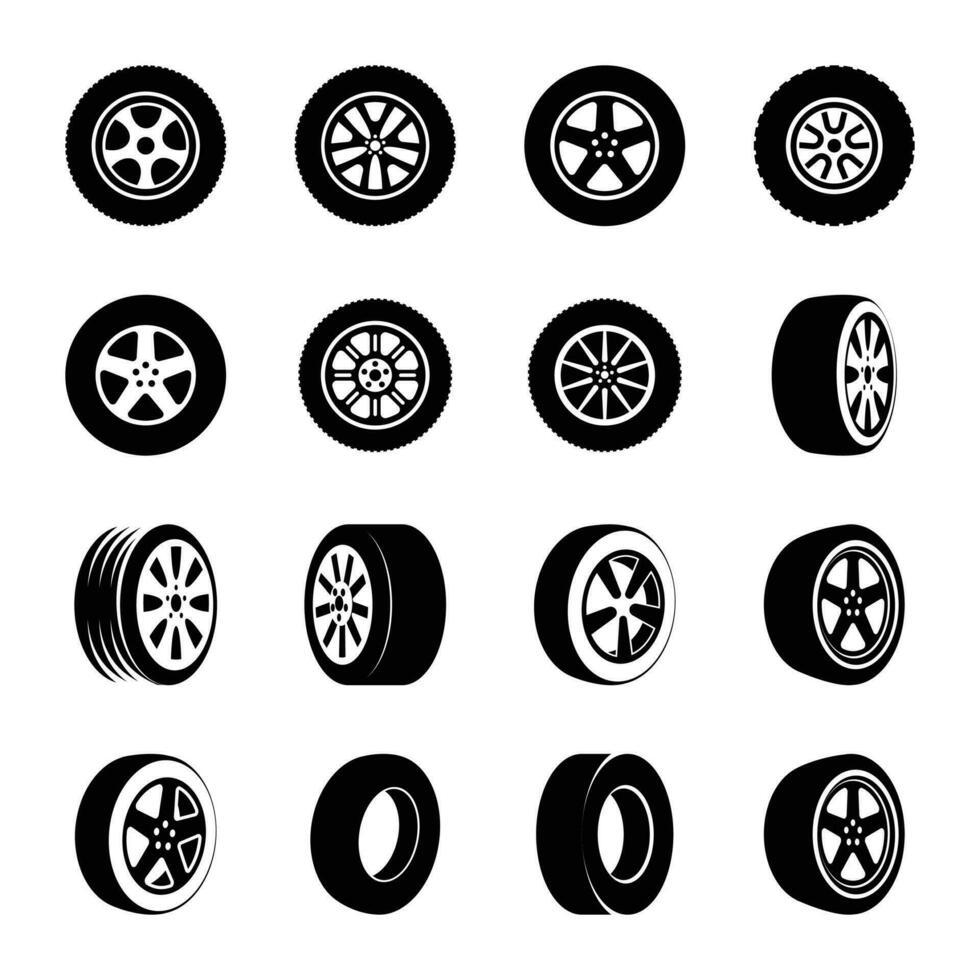 A Pack of Tyres Vector Icons