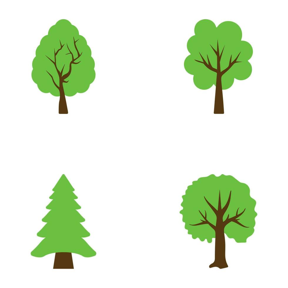 Trees Flat Vector Icons Set