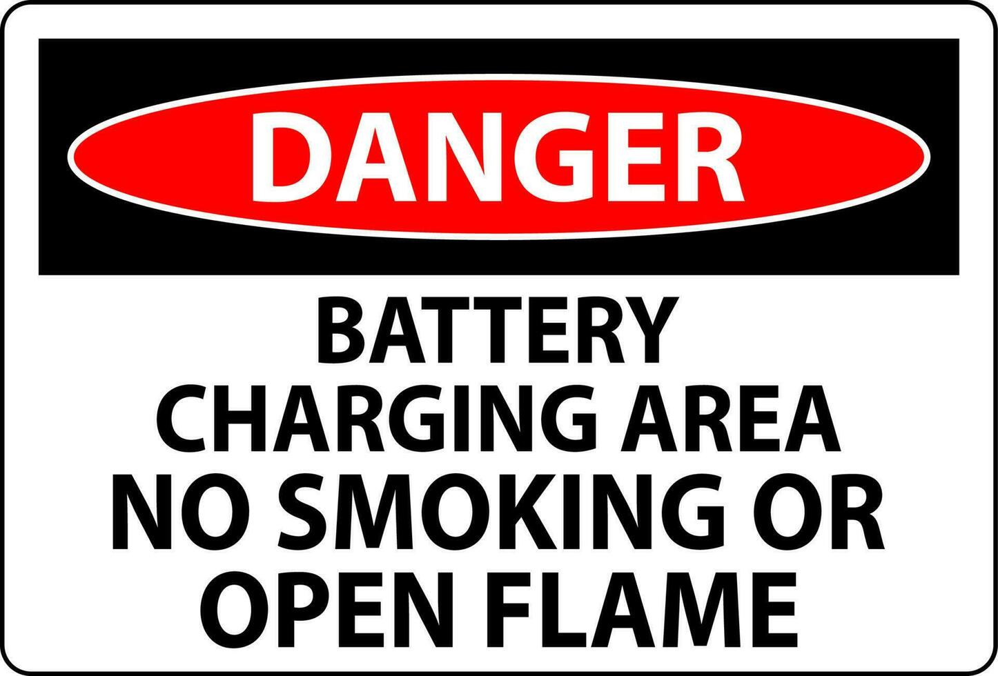 Danger Sign Battery Charging Area, No Smoking Or Open Flame vector