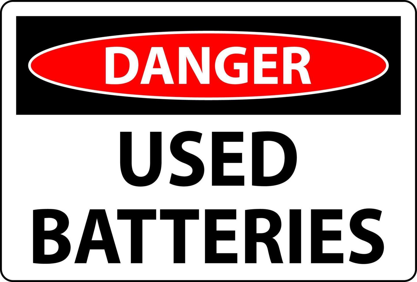 Danger Sign Used Batteries On White Background vector