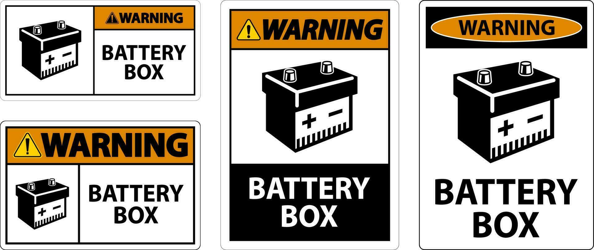 Warning Battery Box with Icon Sign On White Background vector