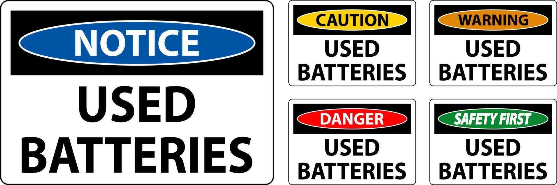 Caution Sign Used Batteries On White Background vector