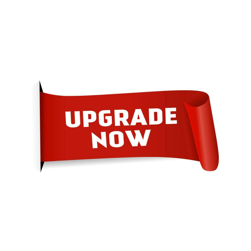 upgrade now banner, red label on white background, Vector design.
