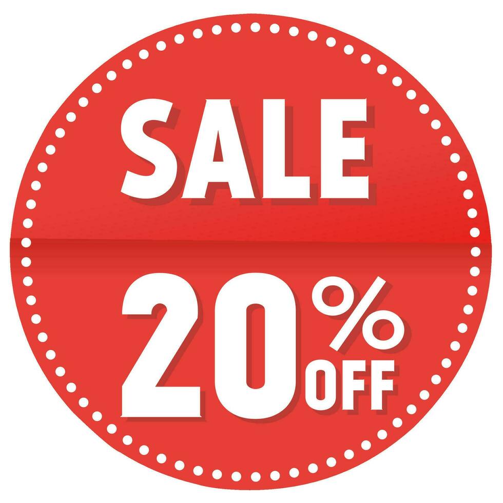 Sale 20 off sticker icon. banner, discount tags design template, lowest price.Flat style vector illustration.