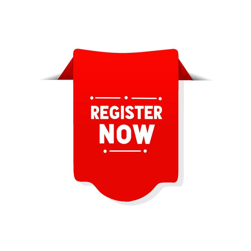 Register now label. Modern registration banner design. vector illustration.