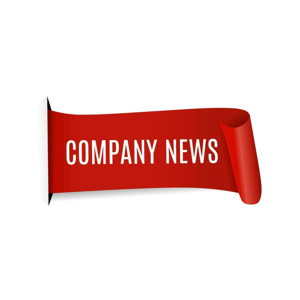 Company news banner, red ribbon design on white background, Vector. vector