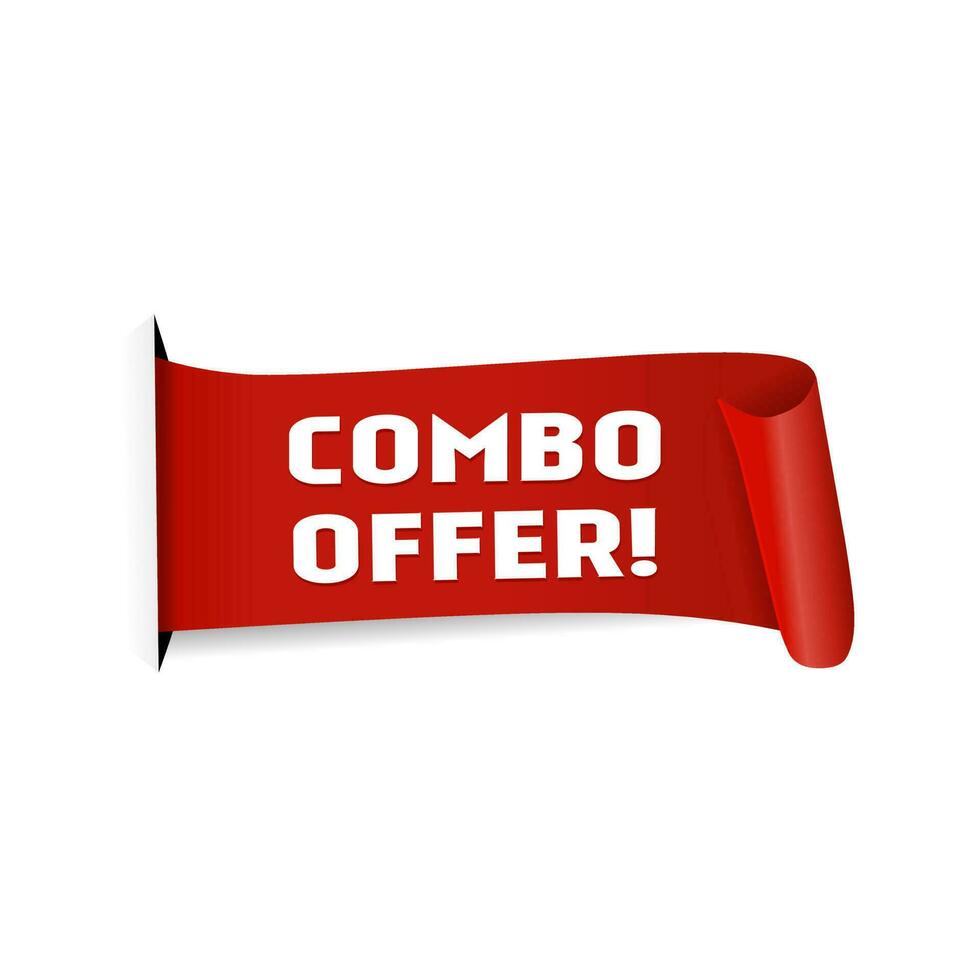 Combo offer banner, red ribbon design on white background, Vector. vector