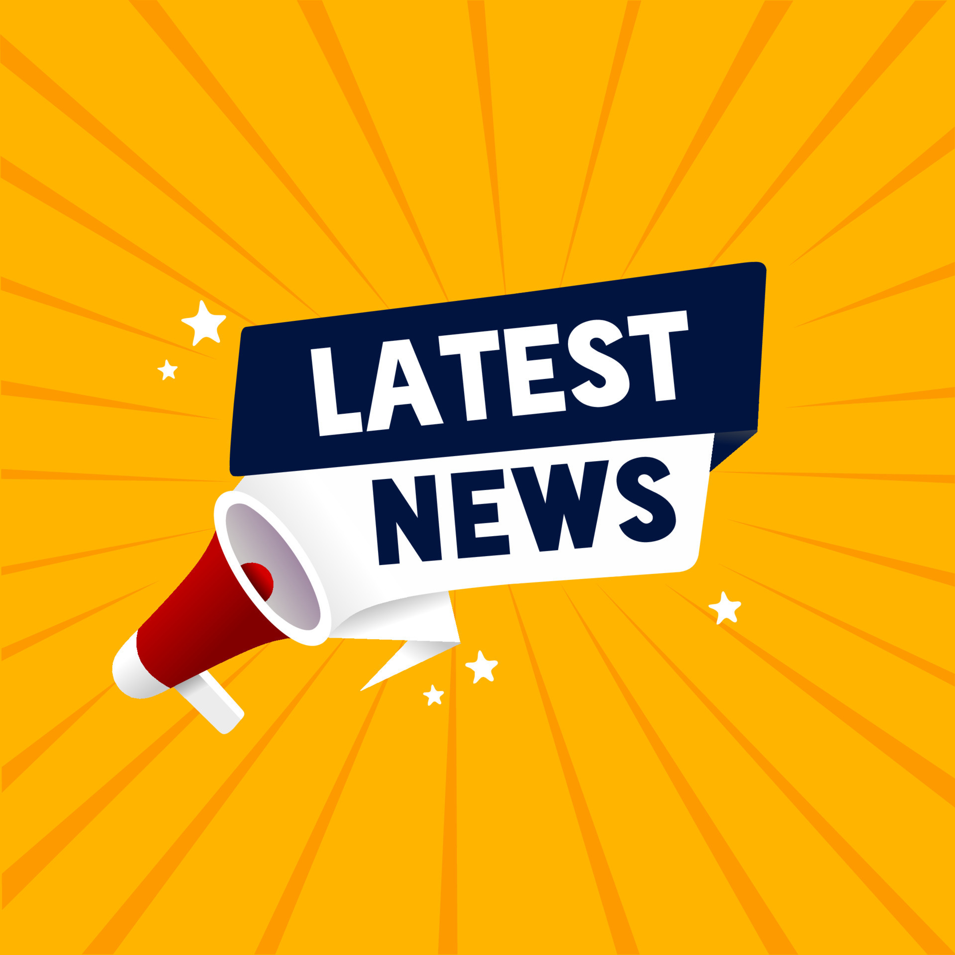Latest news banner megaphone label design Flat style vector Latest news banner megaphone label design Flat style vector