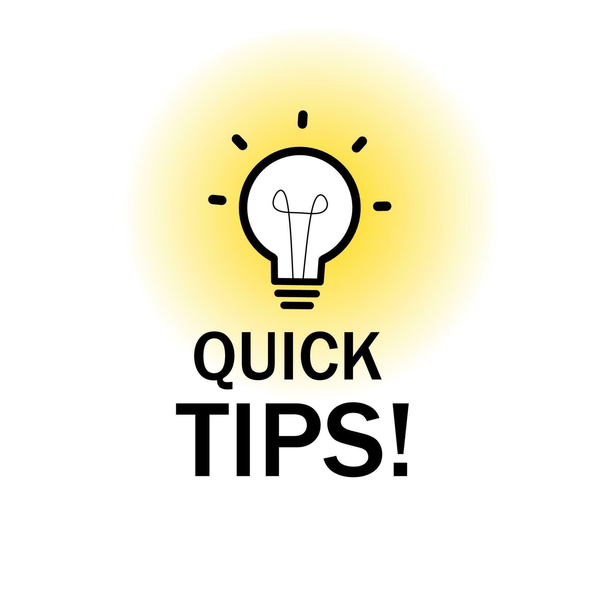 Quick tips icon badge helpful tricks speech bubble concept of message