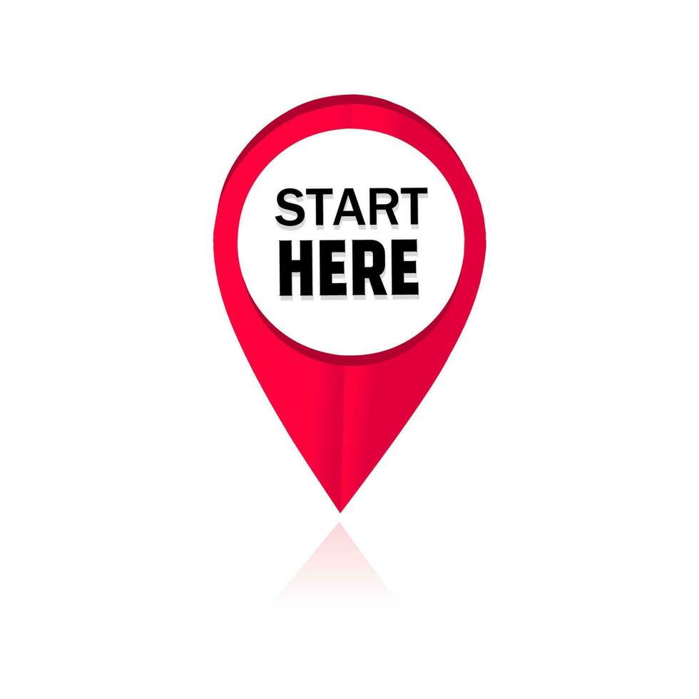 Red vector banner start here design. GPS location symbol. Red map location pointer icon collection. For business, marketing and advertising.