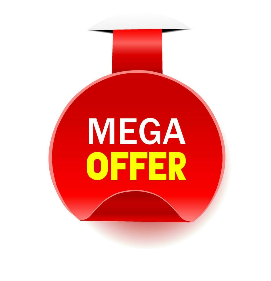 Mega offer banner round ribbon. vector sign. Web element. Flat design.