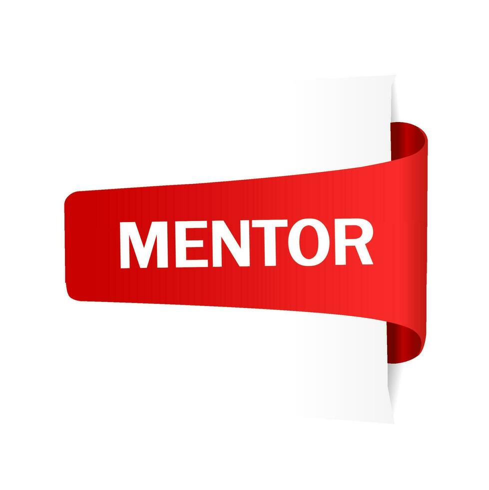 Mentor writing text on red banner design. Web element. Flat vector. vector