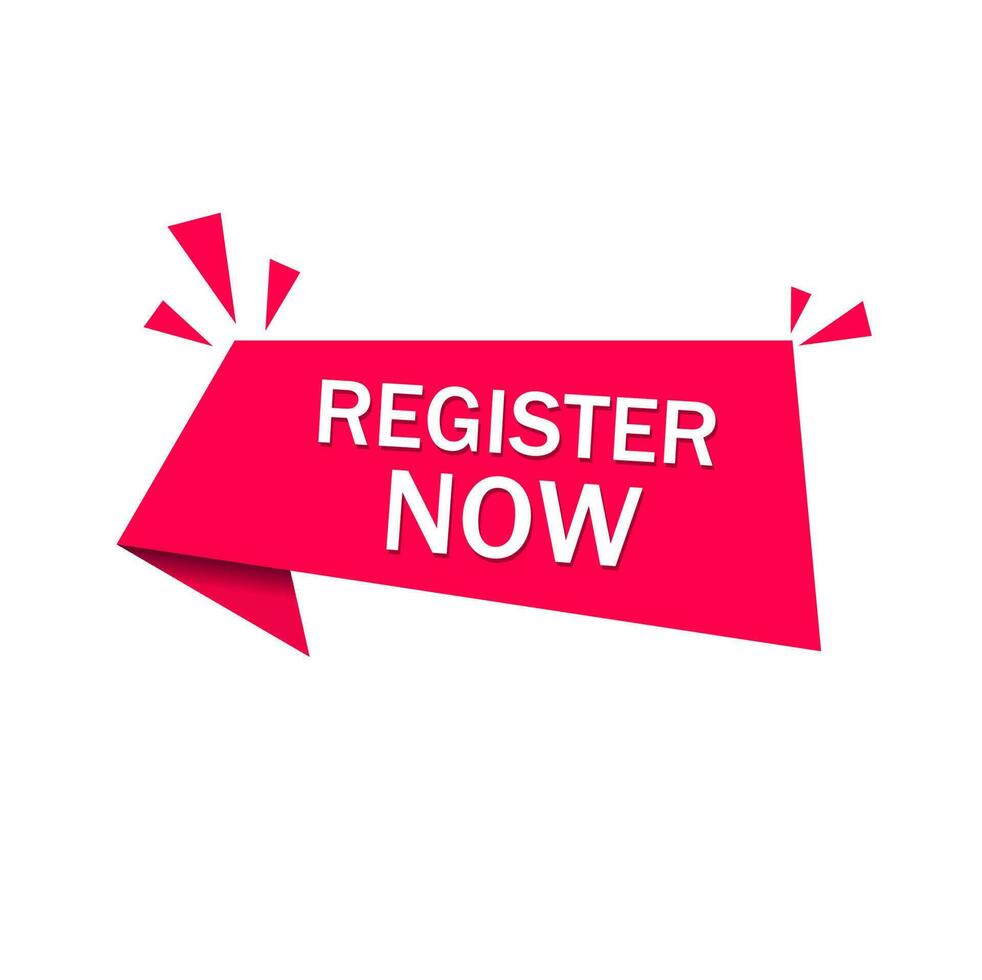 Register now banner vector design. Modern icon registration sign. Web elements.