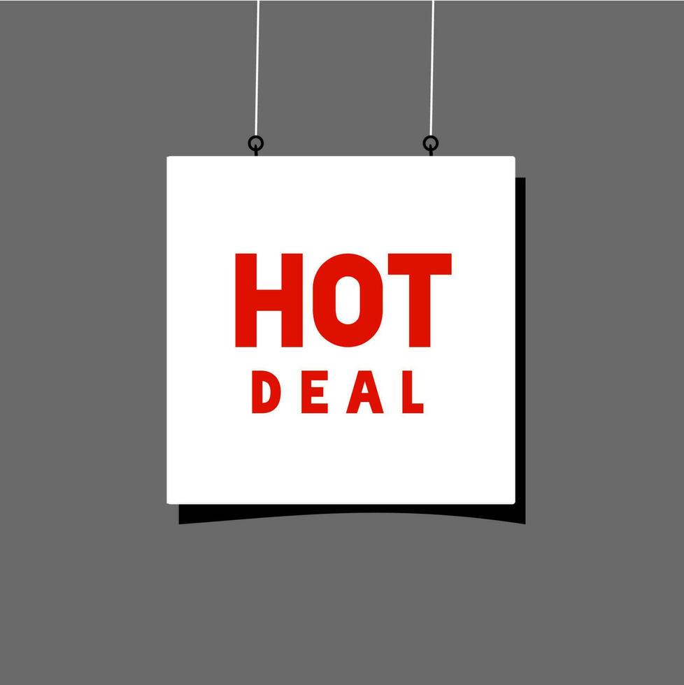 Hot deal banner. Flat promotion fire banner, price tag, sale vector illustration. Web element design.
