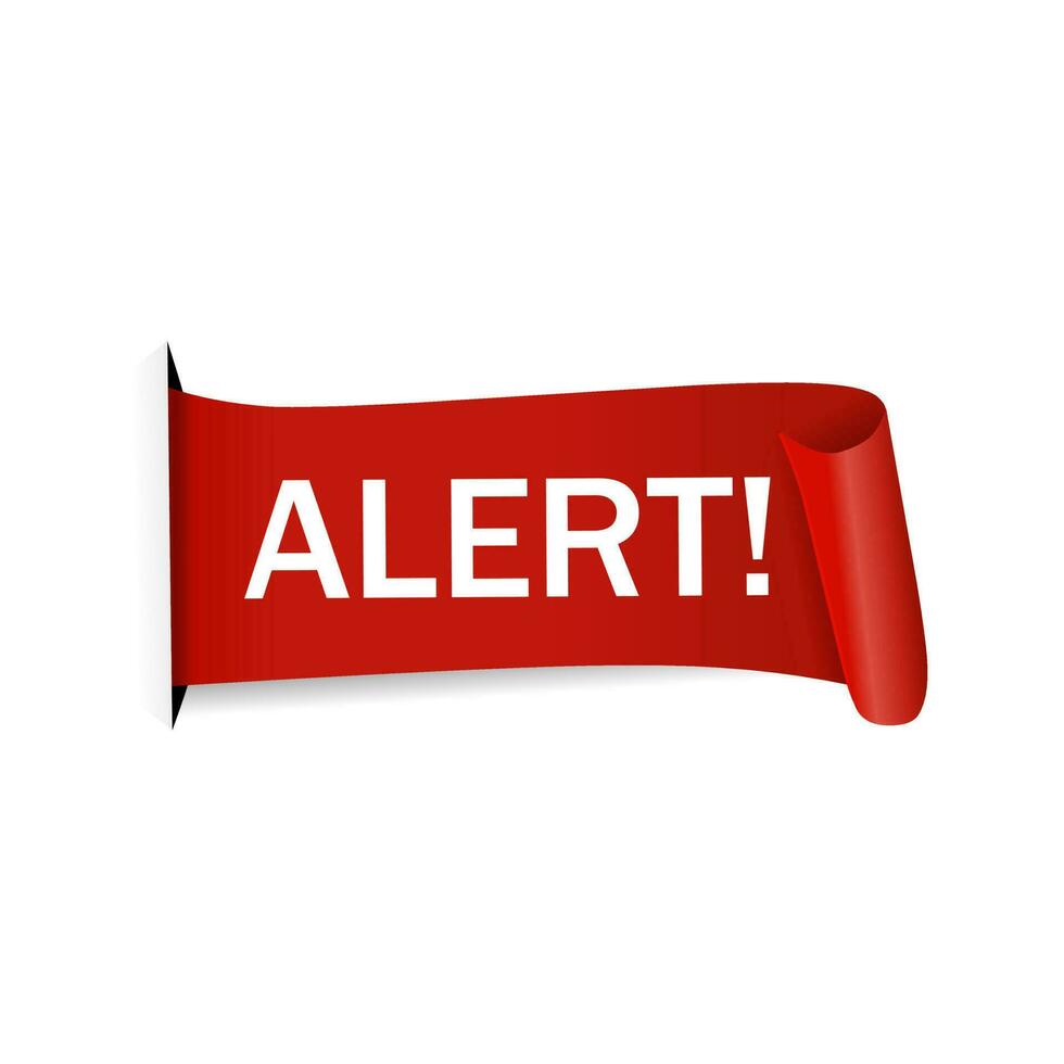 Alert red banner design on white background, Vector. vector