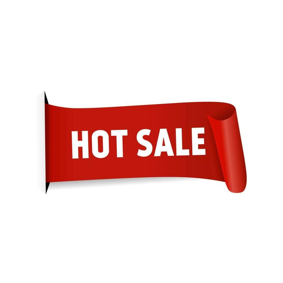 Hot sale banner, red label on white background, Vector design.