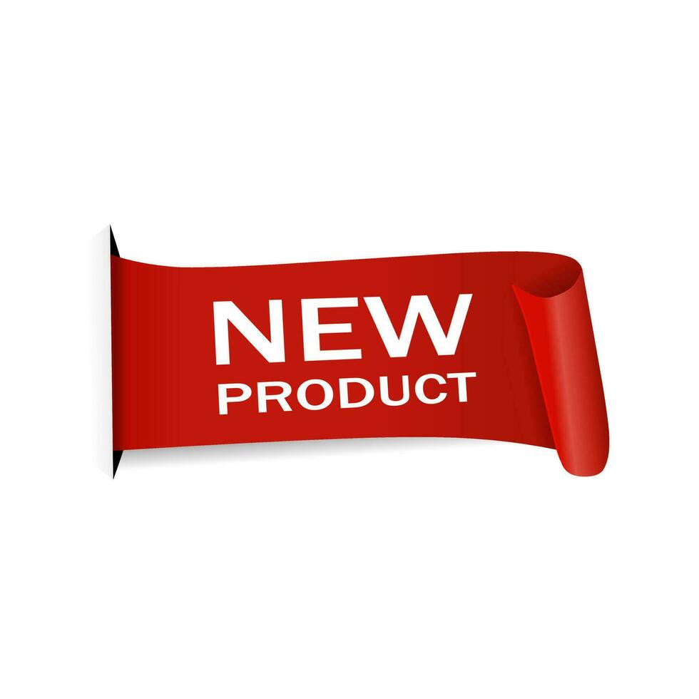 New product banner, red label on white background, Vector design.