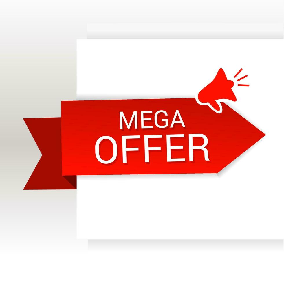 Mega offer banner design. Flat clearance promotion or special deal, vector illustration.