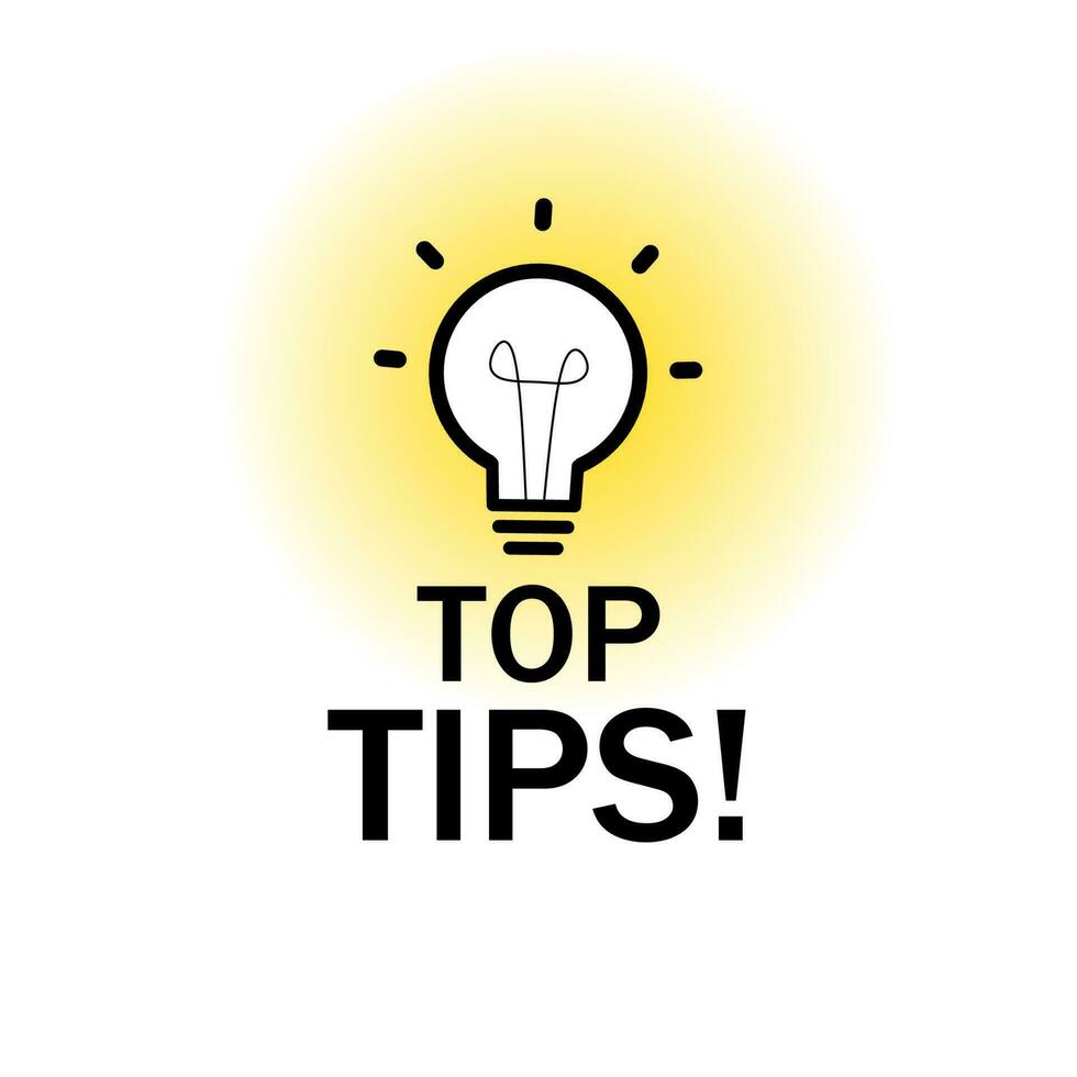 Top tips.Top tips badge label, vector icon template. Top tips icon, useful practical advice button. Concept of message or label like new knowledge. Vector illustration.