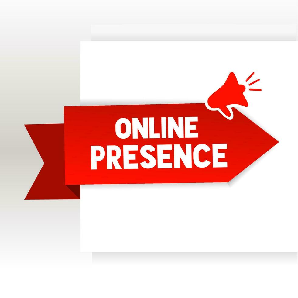 Online presence text quote banner. Business concept. Flat label design. vector template.