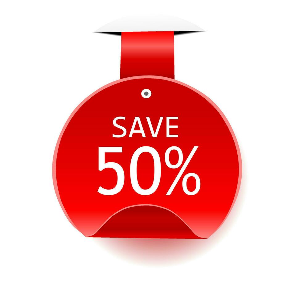 Save 50 percent off promotion. Discount banner design. Business concept. Flat style vector. vector