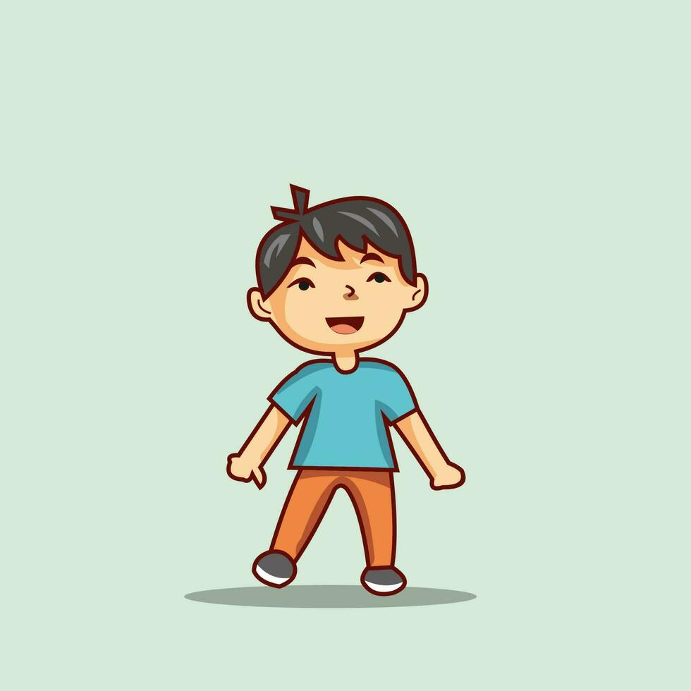 little boy character illustration design, international children's day, family day, happy slant-eyed little boy, thai china little boy vector