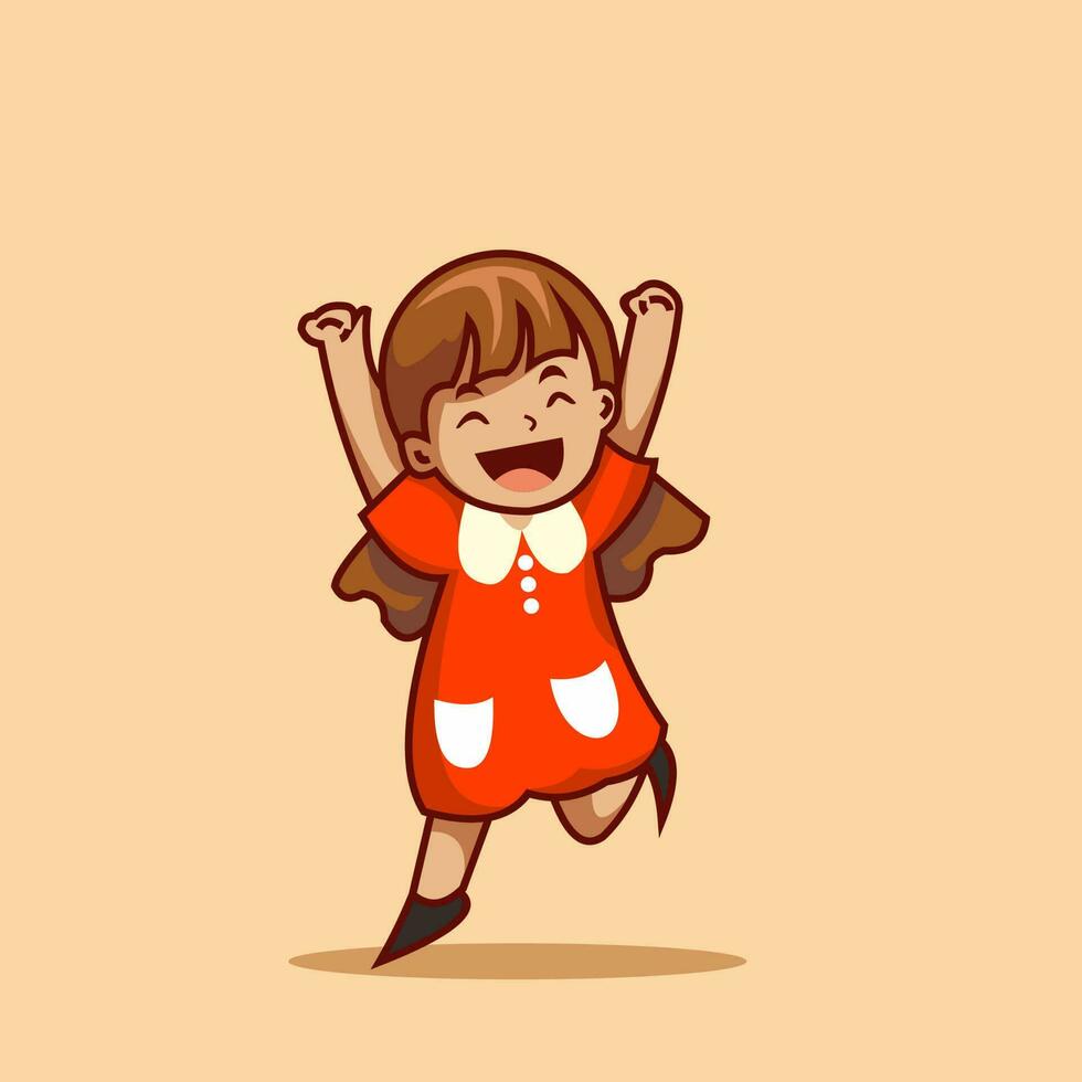 little girl character illustration design, international children's day, family day, happy little girl in red, white little girls character, european little boy, western vector