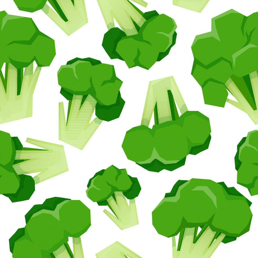 Green broccoli seamless pattern on white background vector