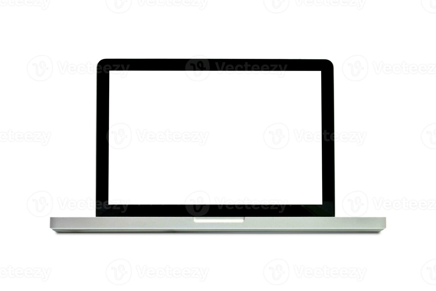 Clipping path. Laptop modern isolated with white screen empty background view. Mockup Laptop. Technology Mockup. photo